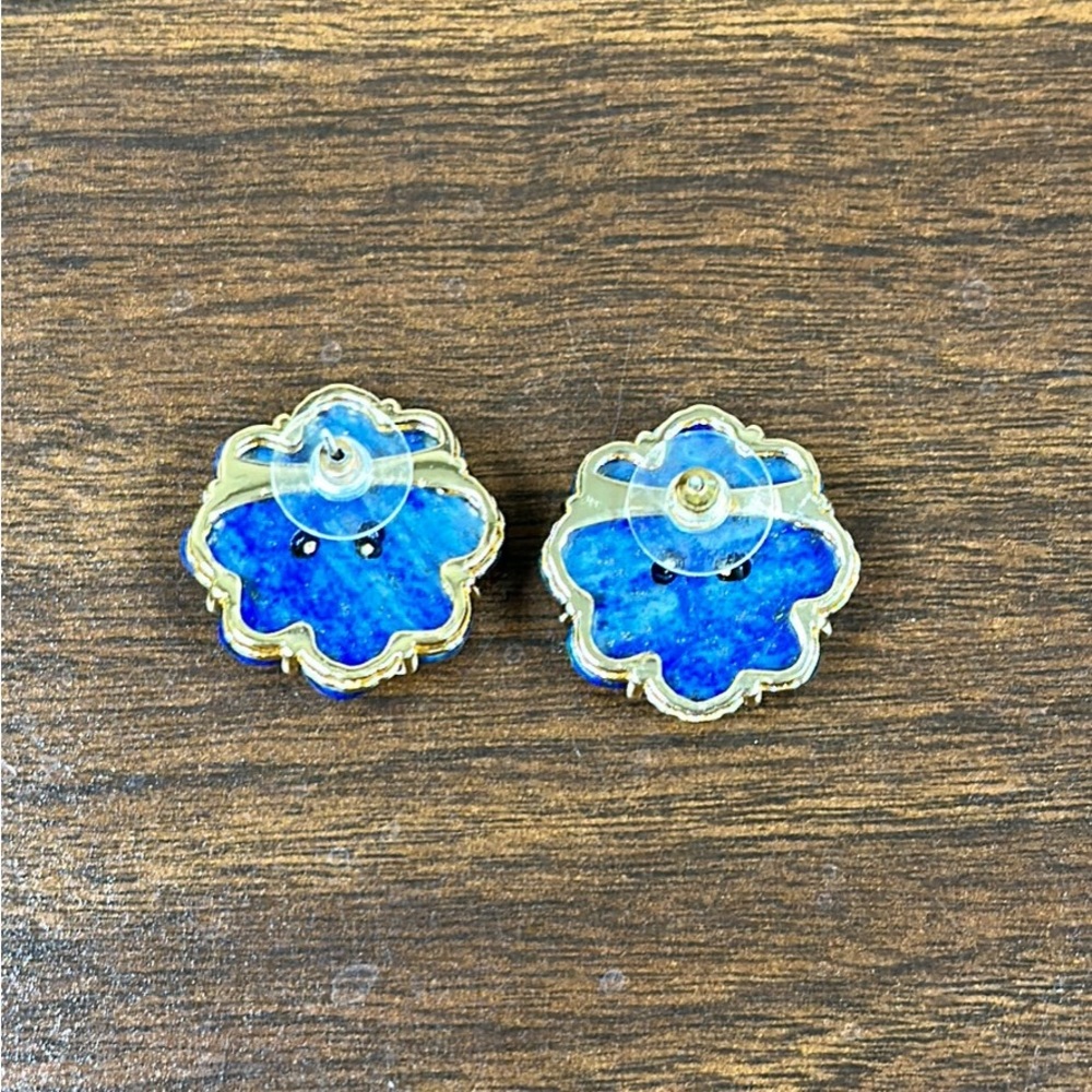 Nicola Bathie Jewelry Lapis Flower Studs - Picture 6 of 8